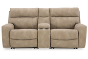 Next-Gen DuraPella Sand 3-Piece Power Reclining Sectional Loveseat with Console -  Ashley - Luna Furniture
