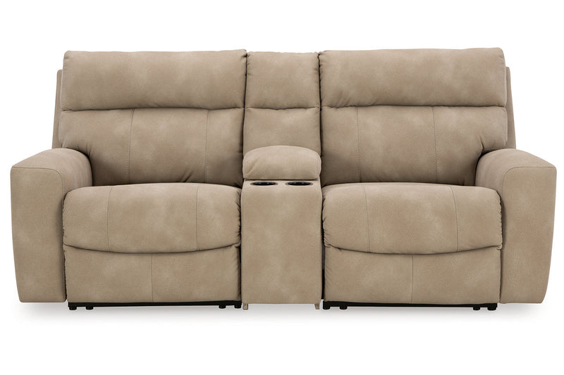 Next-Gen DuraPella Sand 3-Piece Power Reclining Sectional Loveseat with Console -  Ashley - Luna Furniture