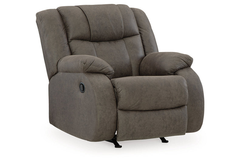 First Base Gunmetal Reclining Sofa, Loveseat and Recliner -  Ashley - Luna Furniture