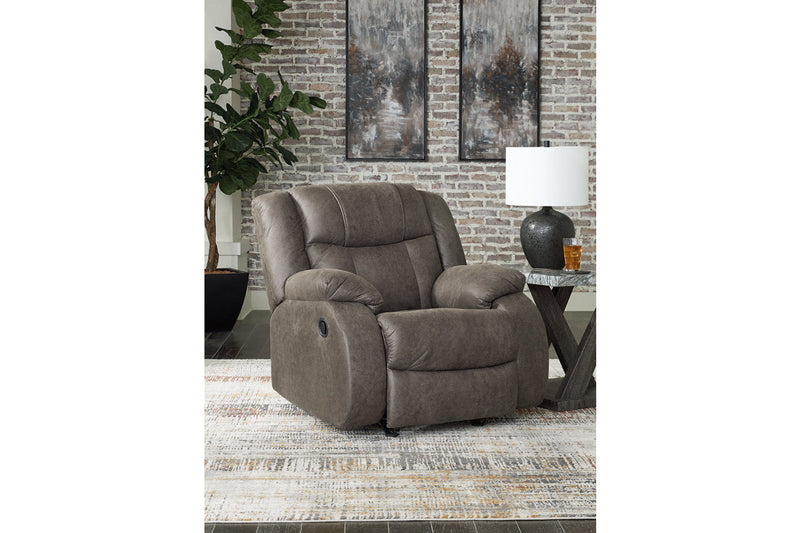 First Base Gunmetal Reclining Sofa, Loveseat and Recliner -  Ashley - Luna Furniture