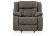 First Base Gunmetal Reclining Sofa, Loveseat and Recliner -  Ashley - Luna Furniture