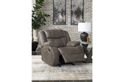 First Base Gunmetal Reclining Sofa, Loveseat and Recliner -  Ashley - Luna Furniture