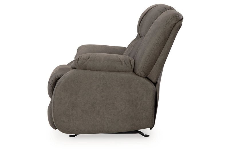 First Base Gunmetal Reclining Sofa, Loveseat and Recliner -  Ashley - Luna Furniture