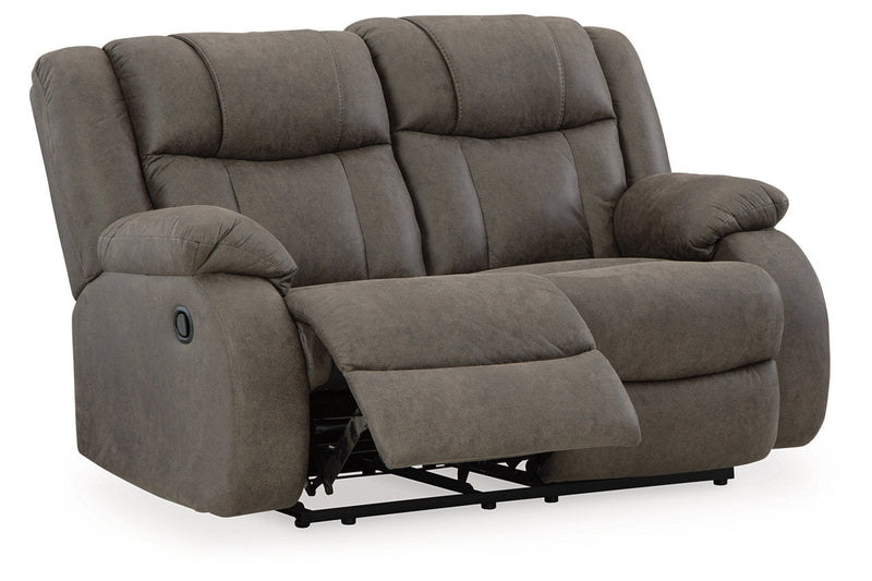 First Base Gunmetal Reclining Sofa, Loveseat and Recliner -  Ashley - Luna Furniture