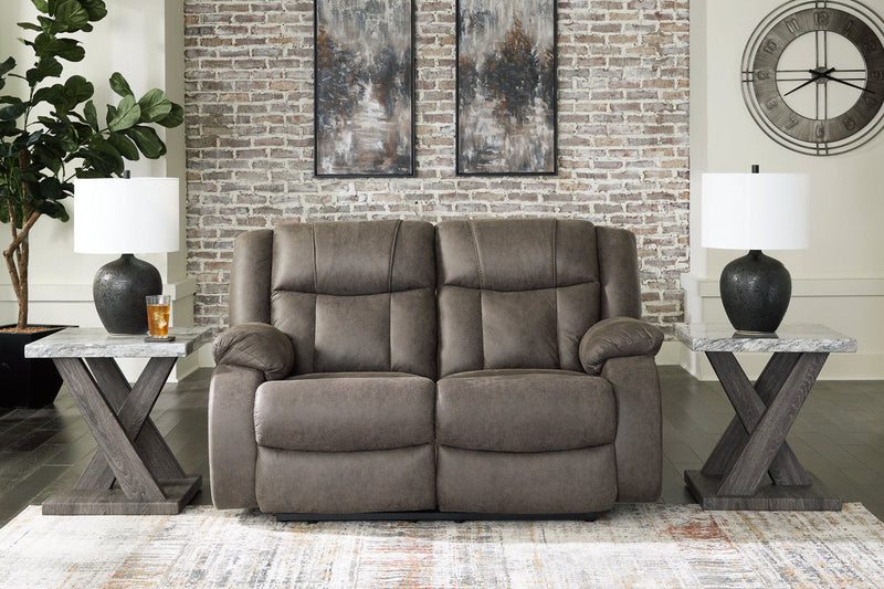 First Base Gunmetal Reclining Sofa, Loveseat and Recliner -  Ashley - Luna Furniture