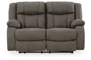 First Base Gunmetal Reclining Sofa, Loveseat and Recliner -  Ashley - Luna Furniture