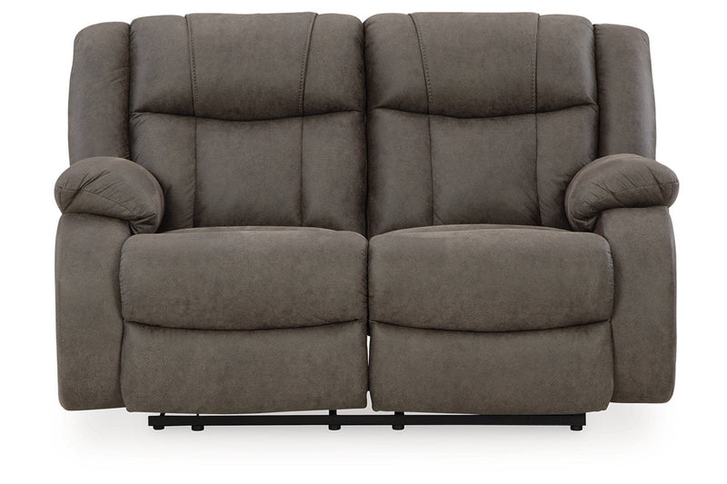 First Base Gunmetal Reclining Sofa, Loveseat and Recliner -  Ashley - Luna Furniture