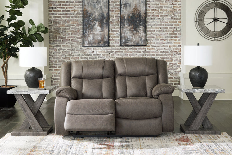 First Base Gunmetal Reclining Sofa, Loveseat and Recliner -  Ashley - Luna Furniture
