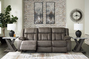 First Base Gunmetal Reclining Sofa, Loveseat and Recliner -  Ashley - Luna Furniture