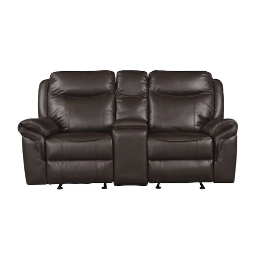 8206BRW-2 Double Glider Reclining Love Seat with Center Console, Receptacles and USB Ports - 8206BRW-2