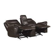 8206BRW-2 Double Glider Reclining Love Seat with Center Console, Receptacles and USB Ports - 8206BRW-2