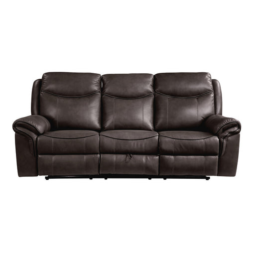 8206BRW-3 Double Reclining Sofa with Center Drop-Down Cup Holders, Receptacles, Hidden Drawer and USB Ports - 8206BRW-3