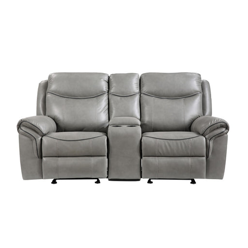 8206GRY-2 Double Glider Reclining Love Seat with Center Console, Receptacles and USB Ports - 8206GRY-2