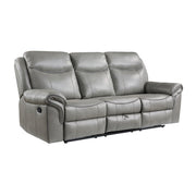 8206GRY-3 Double Reclining Sofa with Center Drop-Down Cup Holders, Receptacles, Hidden Drawer and USB Ports - 8206GRY-3