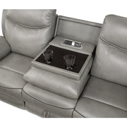 8206GRY-3 Double Reclining Sofa with Center Drop-Down Cup Holders, Receptacles, Hidden Drawer and USB Ports - 8206GRY-3