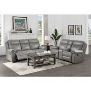 8206GRY-3 Double Reclining Sofa with Center Drop-Down Cup Holders, Receptacles, Hidden Drawer and USB Ports - 8206GRY-3