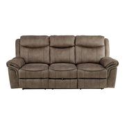 8206NF-3 Double Reclining Sofa with Center Drop-Down Cup Holders, Receptacles, Hidden Drawer and USB Ports - 8206NF-3