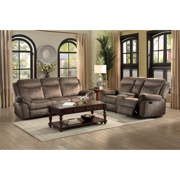 8206NF-3 Double Reclining Sofa with Center Drop-Down Cup Holders, Receptacles, Hidden Drawer and USB Ports - 8206NF-3