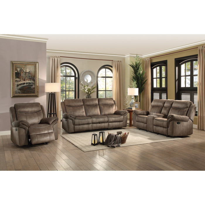 8206NF-3 Double Reclining Sofa with Center Drop-Down Cup Holders, Receptacles, Hidden Drawer and USB Ports - 8206NF-3