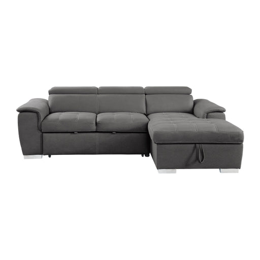 8228GY* (2)2-Piece Sectional with Adjustable Headrests, Pull-out Bed and Right Chaise with Hidden Storage - 8228GY*