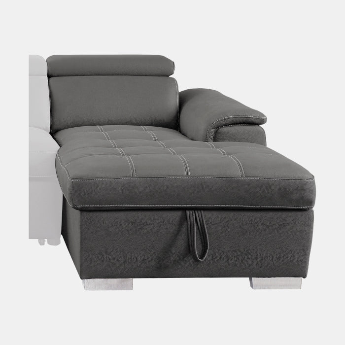 8228GY* (2)2-Piece Sectional with Adjustable Headrests, Pull-out Bed and Right Chaise with Hidden Storage - 8228GY*
