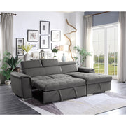 8228GY* (2)2-Piece Sectional with Adjustable Headrests, Pull-out Bed and Right Chaise with Hidden Storage - 8228GY*