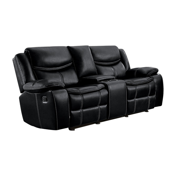 8230BLK-2 Double Glider Reclining Love Seat with Center Console - 8230BLK-2