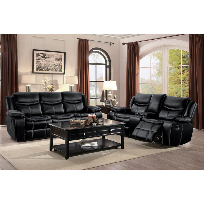 8230BLK-2 Double Glider Reclining Love Seat with Center Console - 8230BLK-2