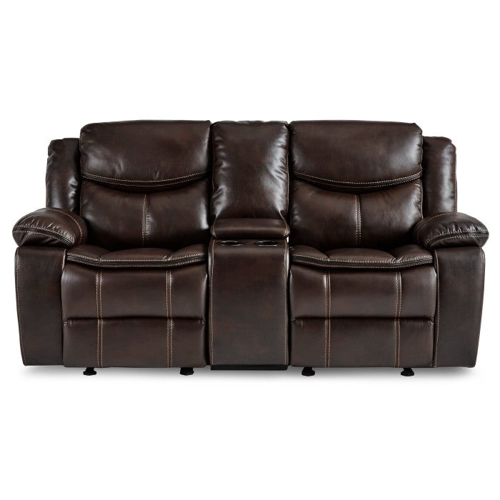 8230BRW-2 Double Glider Reclining Love Seat with Center Console - 8230BRW-2