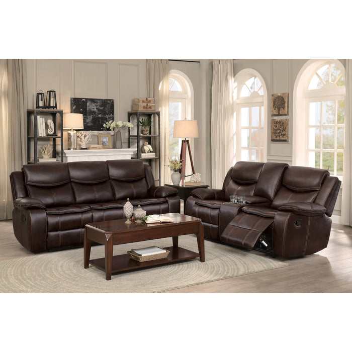 8230BRW-2 Double Glider Reclining Love Seat with Center Console - 8230BRW-2