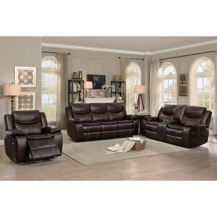 8230BRW-2 Double Glider Reclining Love Seat with Center Console - 8230BRW-2