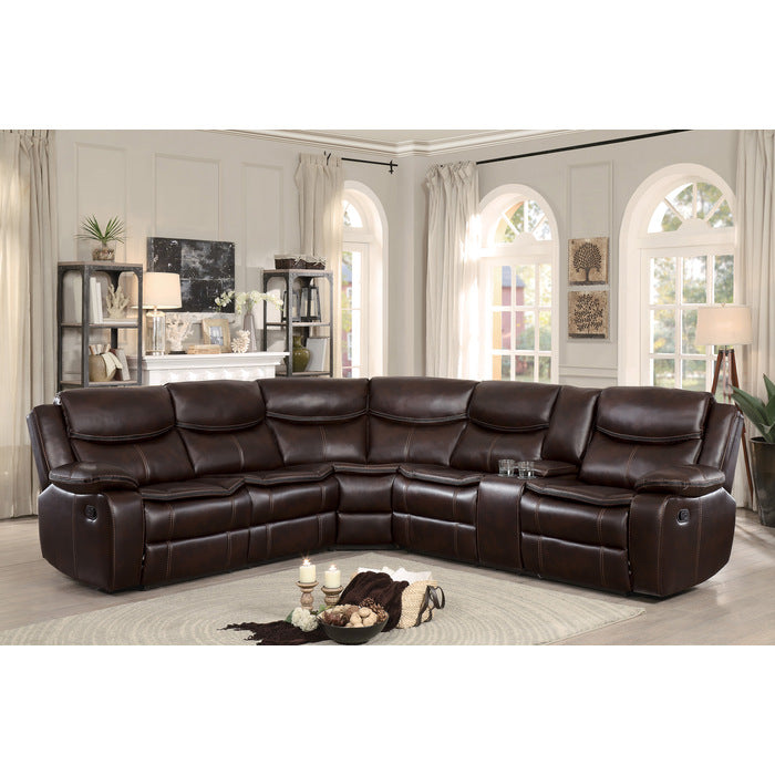 8230BRW*SC (3)3-Piece Sectional with Right Console - 8230BRW*SC