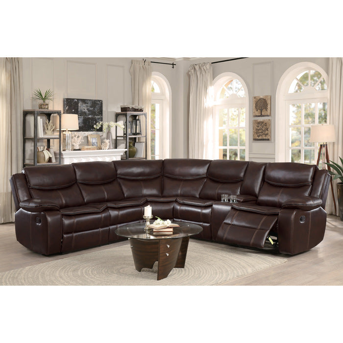 8230BRW*SC (3)3-Piece Sectional with Right Console - 8230BRW*SC