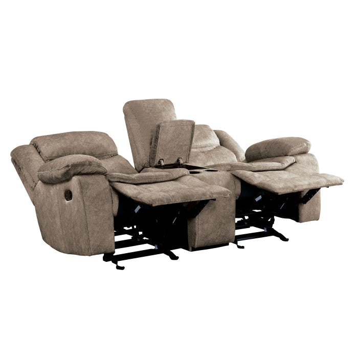 8230FBR-2 Double Glider Reclining Love Seat with Center Console - 8230FBR-2