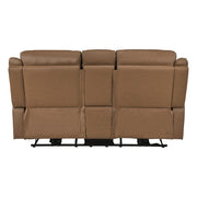 8301BRW-2PW Power Double Reclining Love Seat with Center Console, Hidden Arms Cup Holders, Charging Ports and Wireless Charger - 8301BRW-2PW