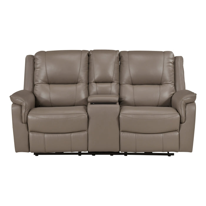 8301DTP-2PW Power Double Reclining Love Seat with Center Console, Hidden Arms Cup Holders, Charging Ports and Wireless Charger - 8301DTP-2PW