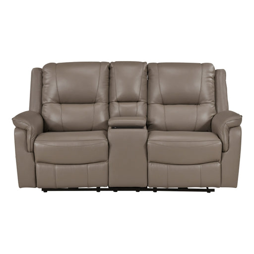 8301DTP-2PW Power Double Reclining Love Seat with Center Console, Hidden Arms Cup Holders, Charging Ports and Wireless Charger - 8301DTP-2PW