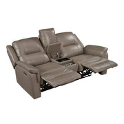 8301DTP-2PW Power Double Reclining Love Seat with Center Console, Hidden Arms Cup Holders, Charging Ports and Wireless Charger - 8301DTP-2PW