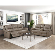 8301DTP-2PW Power Double Reclining Love Seat with Center Console, Hidden Arms Cup Holders, Charging Ports and Wireless Charger - 8301DTP-2PW