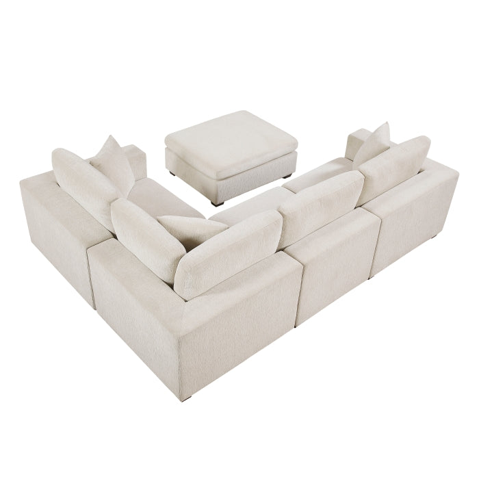 8310NBE*5AC2C1ACROT (5)5-Piece Modular Sectional with Ottoman - 8310NBE*5AC2C1ACROT
