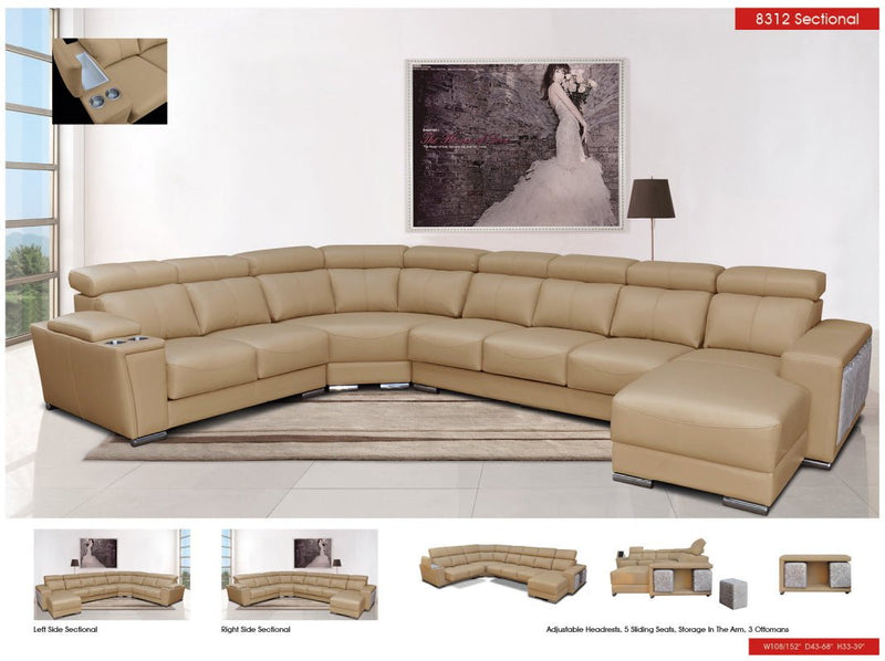 8312 Sectional With Sliding Seats - Gate FurnitureSectional