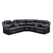 8315BLK*SCPW (3)3-Piece Power Reclining Sectional with Two Consoles, Speakers, Subwoofer, LED Lighting and  Charging Port - 8315BLK*SCPW