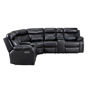 8315BLK*SCPW (3)3-Piece Power Reclining Sectional with Two Consoles, Speakers, Subwoofer, LED Lighting and  Charging Port - 8315BLK*SCPW