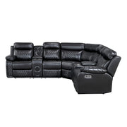 8315BLK*SCPW (3)3-Piece Power Reclining Sectional with Two Consoles, Speakers, Subwoofer, LED Lighting and  Charging Port - 8315BLK*SCPW