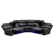 8315BLK*SCPW (3)3-Piece Power Reclining Sectional with Two Consoles, Speakers, Subwoofer, LED Lighting and  Charging Port - 8315BLK*SCPW