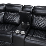 8315BLK*SCPW (3)3-Piece Power Reclining Sectional with Two Consoles, Speakers, Subwoofer, LED Lighting and  Charging Port - 8315BLK*SCPW