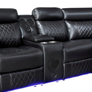 8315BLK*SCPW (3)3-Piece Power Reclining Sectional with Two Consoles, Speakers, Subwoofer, LED Lighting and  Charging Port - 8315BLK*SCPW