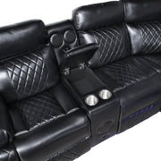8315BLK*SCPW (3)3-Piece Power Reclining Sectional with Two Consoles, Speakers, Subwoofer, LED Lighting and  Charging Port - 8315BLK*SCPW