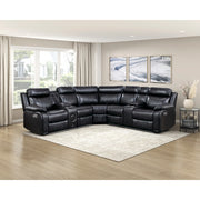 8315BLK*SCPW (3)3-Piece Power Reclining Sectional with Two Consoles, Speakers, Subwoofer, LED Lighting and  Charging Port - 8315BLK*SCPW