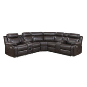 8315DBR*SCPW (3)3-Piece Power Reclining Sectional with Two Consoles, Speakers, Subwoofer, LED Lighting and  Charging Port - 8315DBR*SCPW